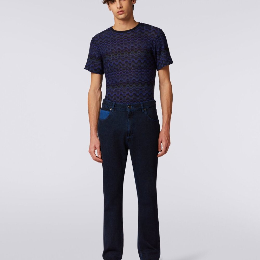 NWT MISSONI Five-pocket denim men's trousers with embroidered logo size 38